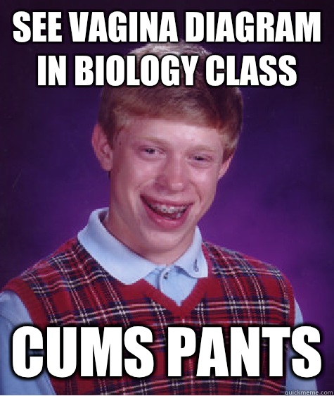 See vagina diagram in biology class Cums pants  Bad Luck Brian