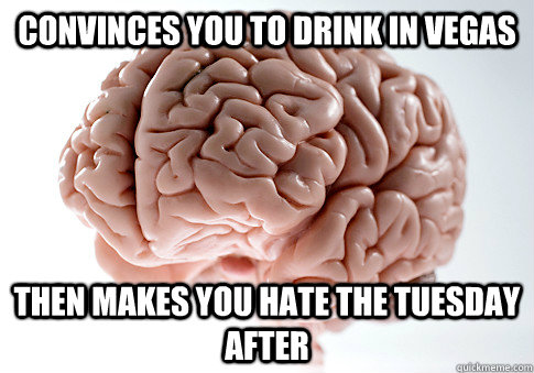 Convinces you to drink in vegas Then makes you hate the tuesday after - Convinces you to drink in vegas Then makes you hate the tuesday after  Scumbag Brain