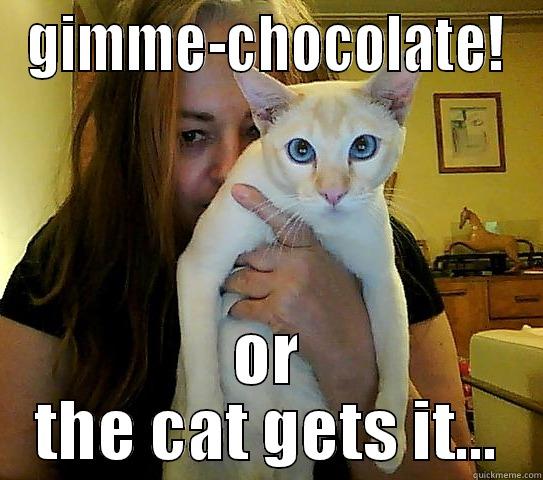 cat hostage - GIMME-CHOCOLATE! OR THE CAT GETS IT... Misc