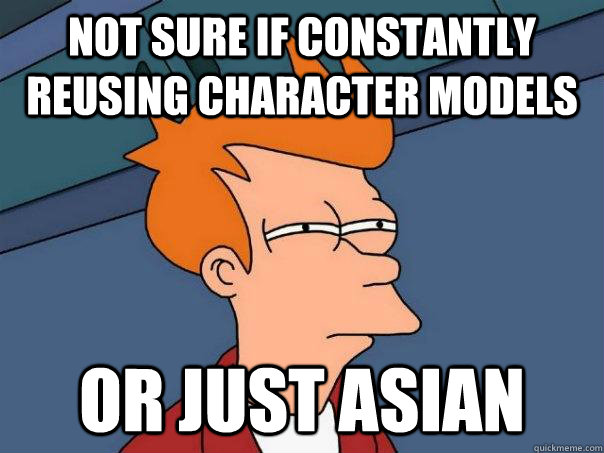 Not sure if constantly reusing character models or just asian  Futurama Fry