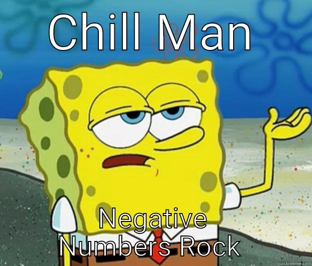 CHILL MAN NEGATIVE NUMBERS ROCK  Tough Spongebob