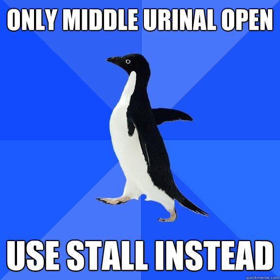 only middle urinal open use stall instead  