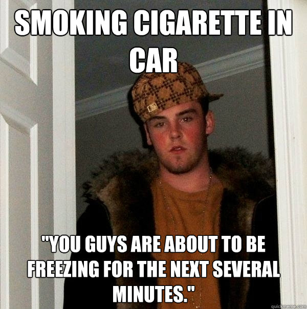 Smoking cigarette in car 