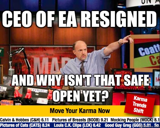 CEO of EA resigned And why isn't that safe open yet?  Mad Karma with Jim Cramer