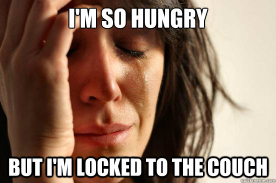 i'm so hungry But i'm locked to the couch  First World Problems