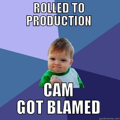 ROLLED TO PRODUCTION CAM GOT BLAMED Success Kid