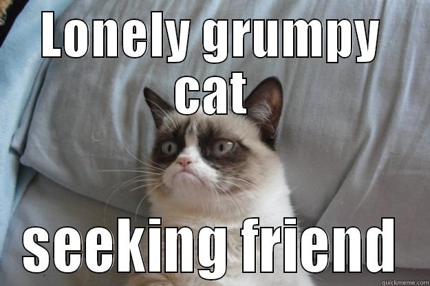 Wanted:Sympathetic Friend to Bitch With! - LONELY GRUMPY CAT SEEKING FRIEND Grumpy Cat