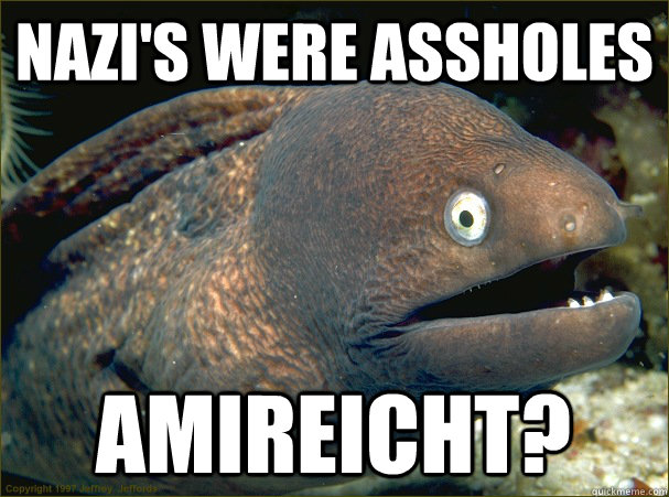 Nazi's were assholes AMIREICHT? - Nazi's were assholes AMIREICHT?  Bad Joke Eel