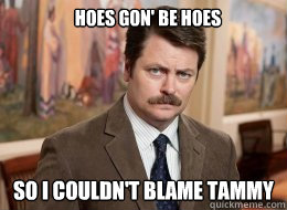 Hoes gon' be hoes

 so i couldn't blame tammy  