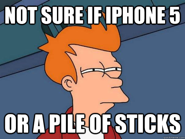 Not sure if Iphone 5 Or a pile of sticks  Futurama Fry