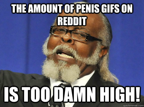 The amount of Penis gifs on Reddit IS TOO DAMN HIGH!  