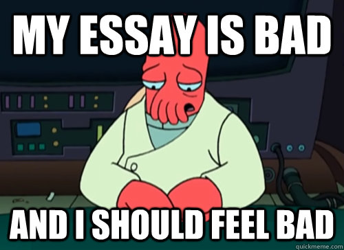 my essay is bad and i should feel bad  sad zoidberg