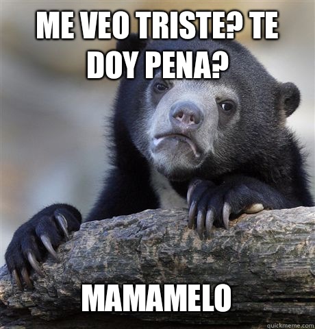 Me veo triste? Te doy pena? 
MAMAMELO  Confession Bear