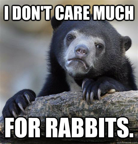 I don't care much for rabbits.  Confession Bear