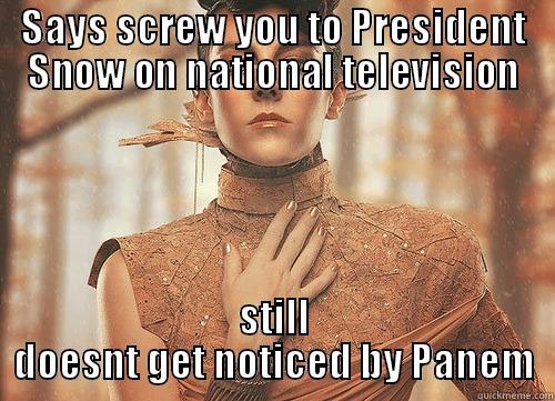 SAYS SCREW YOU TO PRESIDENT SNOW ON NATIONAL TELEVISION STILL DOESNT GET NOTICED BY PANEM Misc