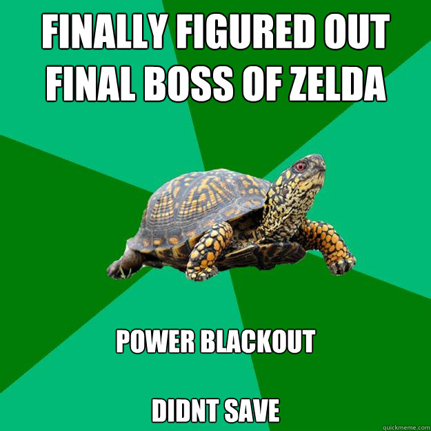 finally figured out final boss of zelda power blackout 

DIDNT SAVE  Torrenting Turtle