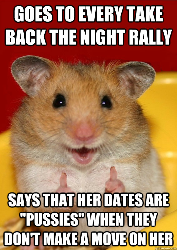 goes to every take back the night rally says that her dates are 