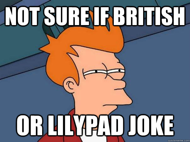 Not sure if british or lilypad joke - Not sure if british or lilypad joke  Futurama Fry