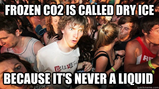 Frozen CO2 is called dry ice because it's never a liquid  Sudden Clarity Clarence