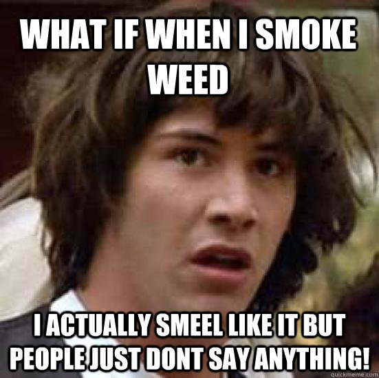 What if when i smoke weed I actually smeel like it but people just dont say anything!  conspiracy keanu