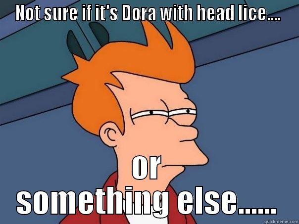 Unsure, Uncertainty Unsomething! - NOT SURE IF IT'S DORA WITH HEAD LICE.... OR SOMETHING ELSE...... Futurama Fry