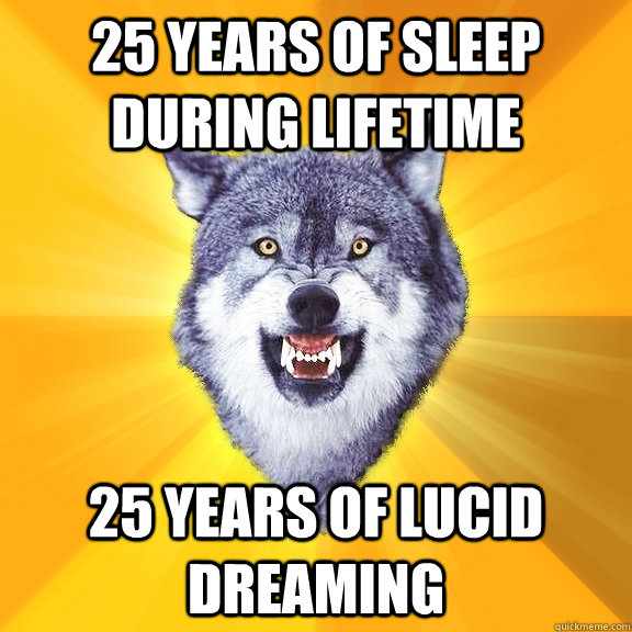 25 years of sleep during lifetime 25 years of lucid dreaming  Courage Wolf