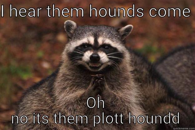 I HEAR THEM HOUNDS COME  OH NO ITS THEM PLOTT HOUNDD Evil Plotting Raccoon