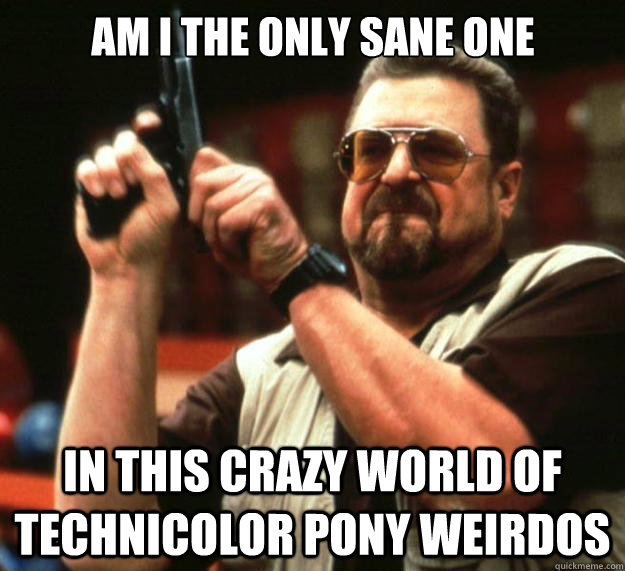 Am i the only sane one  in this crazy world of technicolor pony weirdos  Big Lebowski