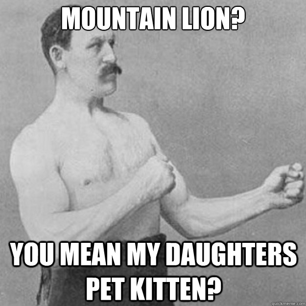 Mountain Lion?
 You mean my daughters pet kitten?   overly manly man