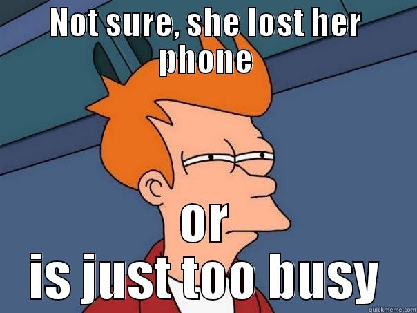 NOT SURE, SHE LOST HER PHONE OR IS JUST TOO BUSY Futurama Fry