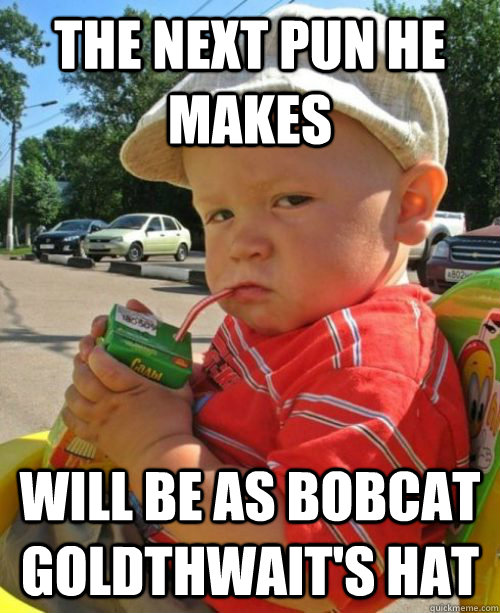 the next pun he makes will be as bobcat goldthwait's hat - the next pun he makes will be as bobcat goldthwait's hat  Misc