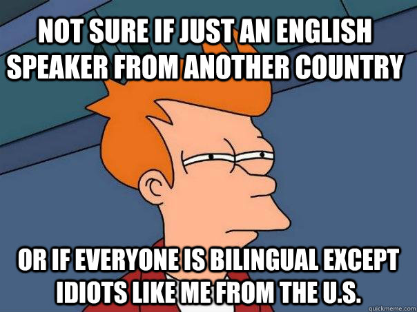 Not sure if just an english speaker from another country or if everyone is bilingual except idiots like me from the u.s.  Futurama Fry