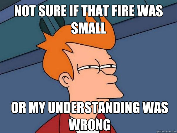 Not sure if that fire was small or my understanding was wrong - Not sure if that fire was small or my understanding was wrong  Futurama Fry