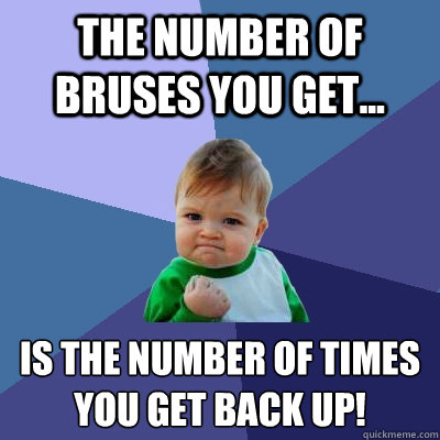 The number of bruses you get... is the number of times you get back up!  Success Kid