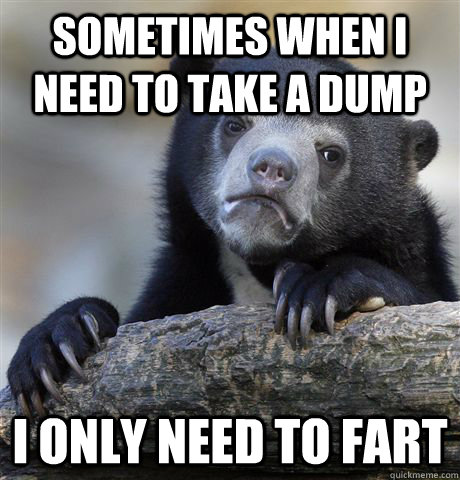 Sometimes when i need to take a dump I only need to fart   Confession Bear