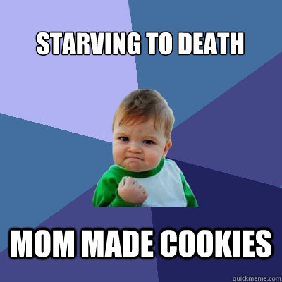 starving to death mom made cookies  Success Kid