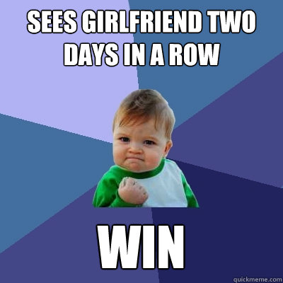 sees girlfriend two days in a row win  Success Kid