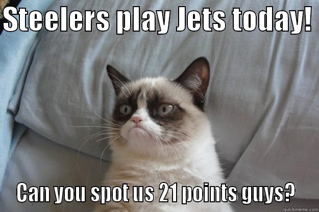 STEELERS PLAY JETS TODAY!  CAN YOU SPOT US 21 POINTS GUYS?  Grumpy Cat