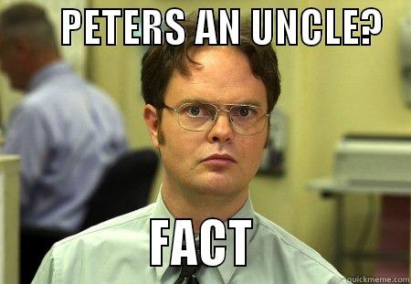 uncle peter -        PETERS AN UNCLE?                  FACT               Schrute