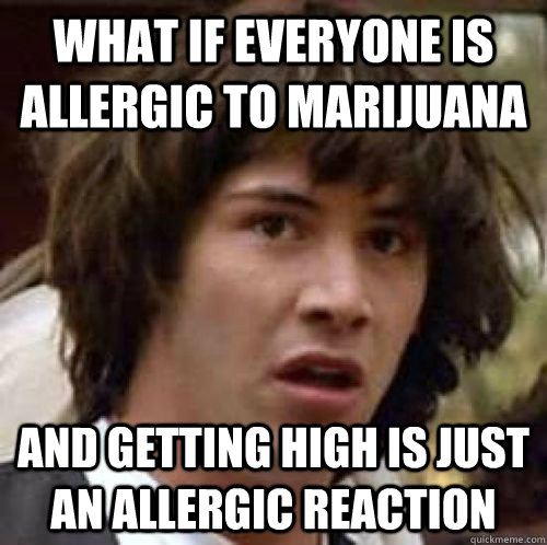 what if everyone is allergic to marijuana and getting high is just an allergic reaction  conspiracy keanu