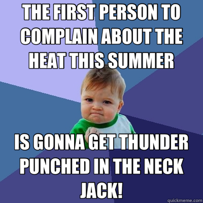 THE FIRST PERSON TO COMPLAIN ABOUT THE HEAT THIS SUMMER IS GONNA GET THUNDER PUNCHED IN THE NECK JACK!  Success Kid