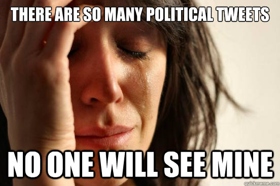 There are so many political tweets No one will see mine  First World Problems