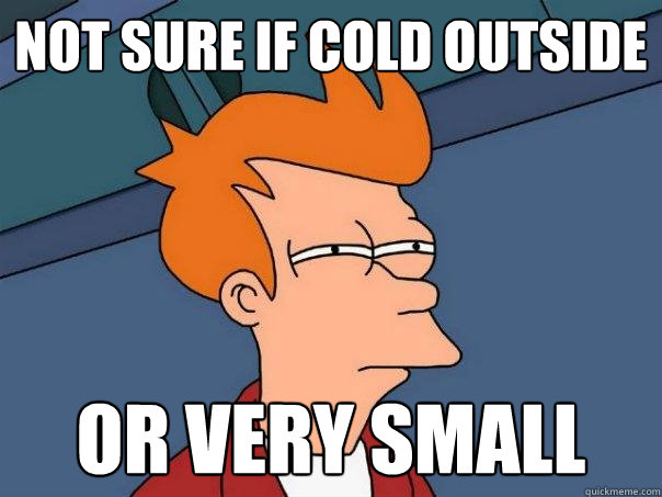 Not sure if cold outside Or very small  Futurama Fry