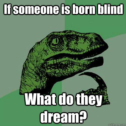 If someone is born blind What do they dream?  Philosoraptor