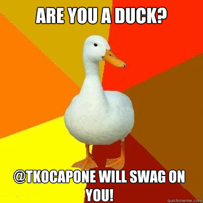 ARE YOU A DUCK? @tkocapone WILL SWAG ON YOU! - ARE YOU A DUCK? @tkocapone WILL SWAG ON YOU!  Tech Impaired Duck