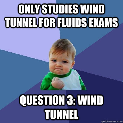 only studies wind tunnel for fluids exams question 3: wind tunnel  Success Kid