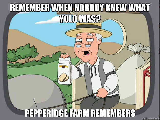 Remember when Nobody knew what YOLO was? Pepperidge farm remembers  Pepperidge Farm Remembers