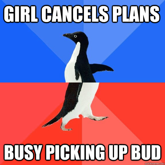 Girl cancels plans Busy picking up bud - Girl cancels plans Busy picking up bud  Socially Awkward Awesome Penguin