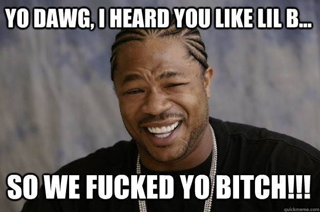 Yo Dawg, i heard you like Lil B...  So we fucked yo bitch!!! - Yo Dawg, i heard you like Lil B...  So we fucked yo bitch!!!  Xzibit meme