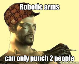 Robotic arms can only punch 2 people  
